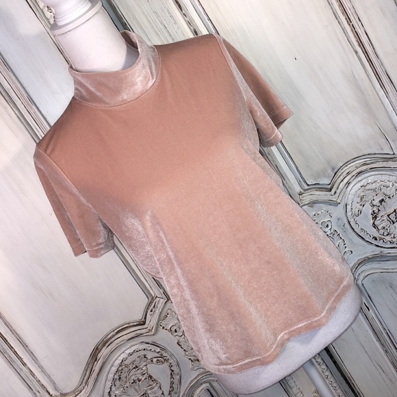 MADEWELL Soft Dusty Blush Mock Turtleneck Short Sleeve Valor Pullover Top Size S - Picture 2 of 9